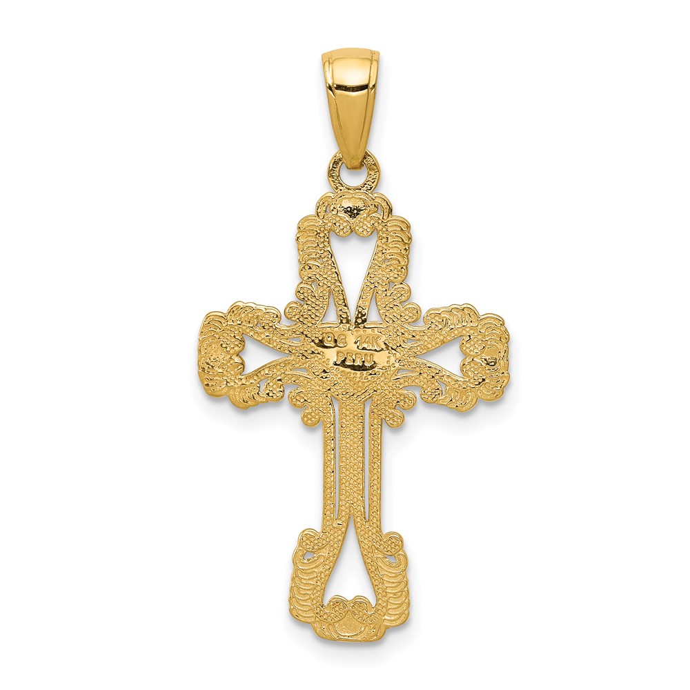 14K Beaded Cross with Heart Pendant (C4194)