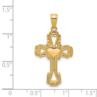 14K Beaded Cross with Heart Pendant view 3