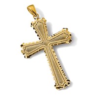 14K Yellow Gold Diamond-cut Cross Pendant view 5