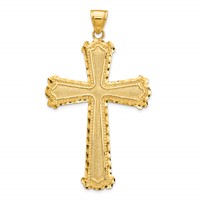14K Yellow Gold Diamond-cut Cross Pendant view 1