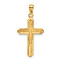 14K Yellow Gold Cross Pendant with Striped Border view 3
