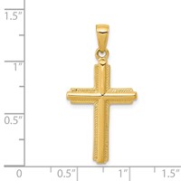 14K Yellow Gold Cross Pendant with Striped Border view 4
