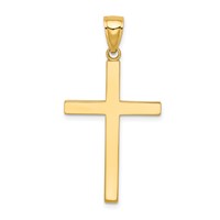 14K Yellow Gold Solid Reversible Latin Cross Pendant view 1