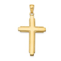 14K Yellow Gold Solid Cross Pendant view 1