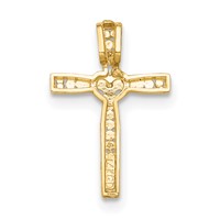 14K and White Rhodium Cross Pendant with Heart Center view 4