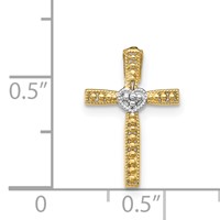 14K and White Rhodium Cross Pendant with Heart Center view 3