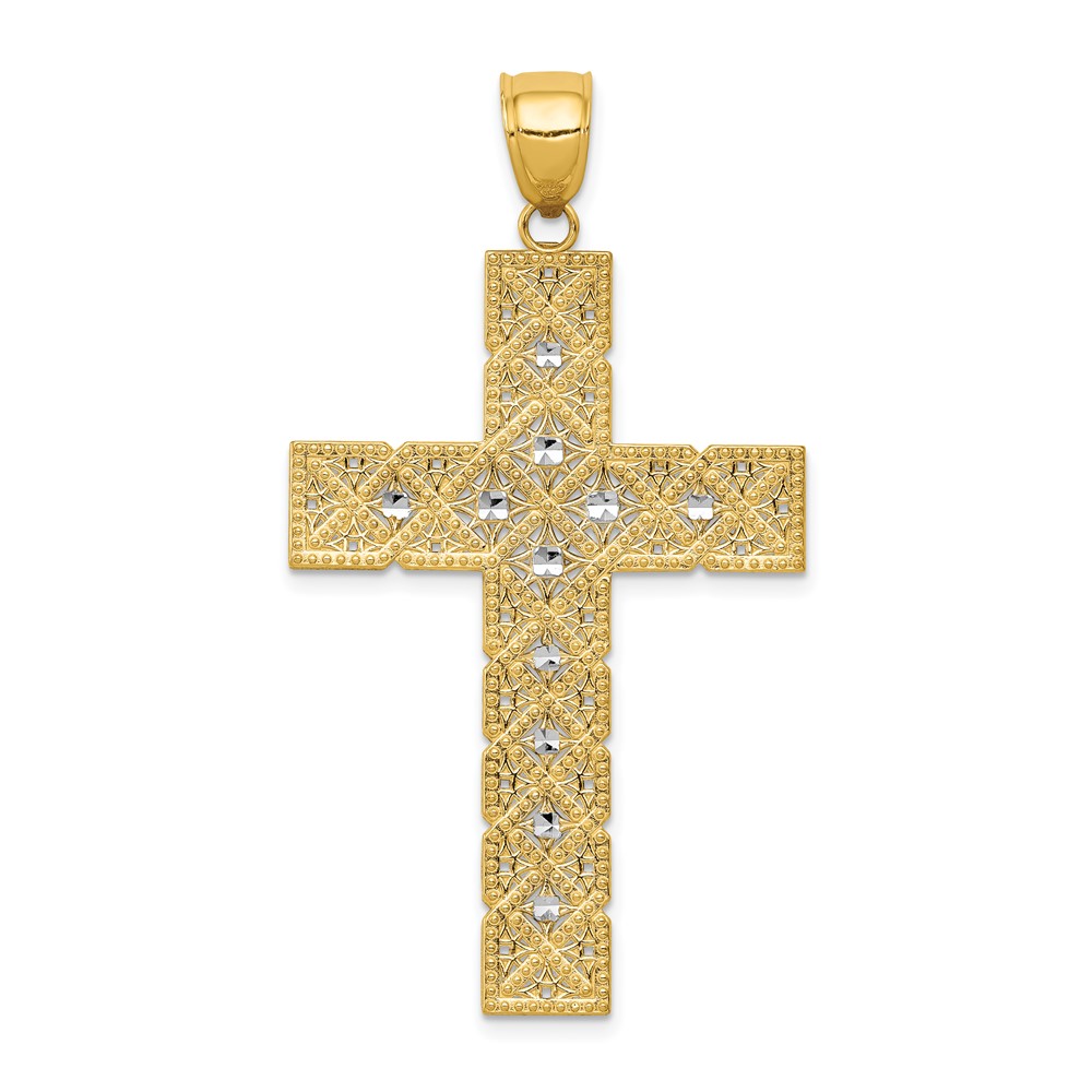 14K and White Rhodium Large Latin Cross Pendant