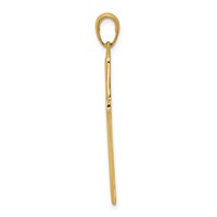 14K Yellow Gold Satin Finish Accent Stick Cross Pendant view 2