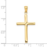14K Yellow Gold Satin Finish Accent Stick Cross Pendant view 4