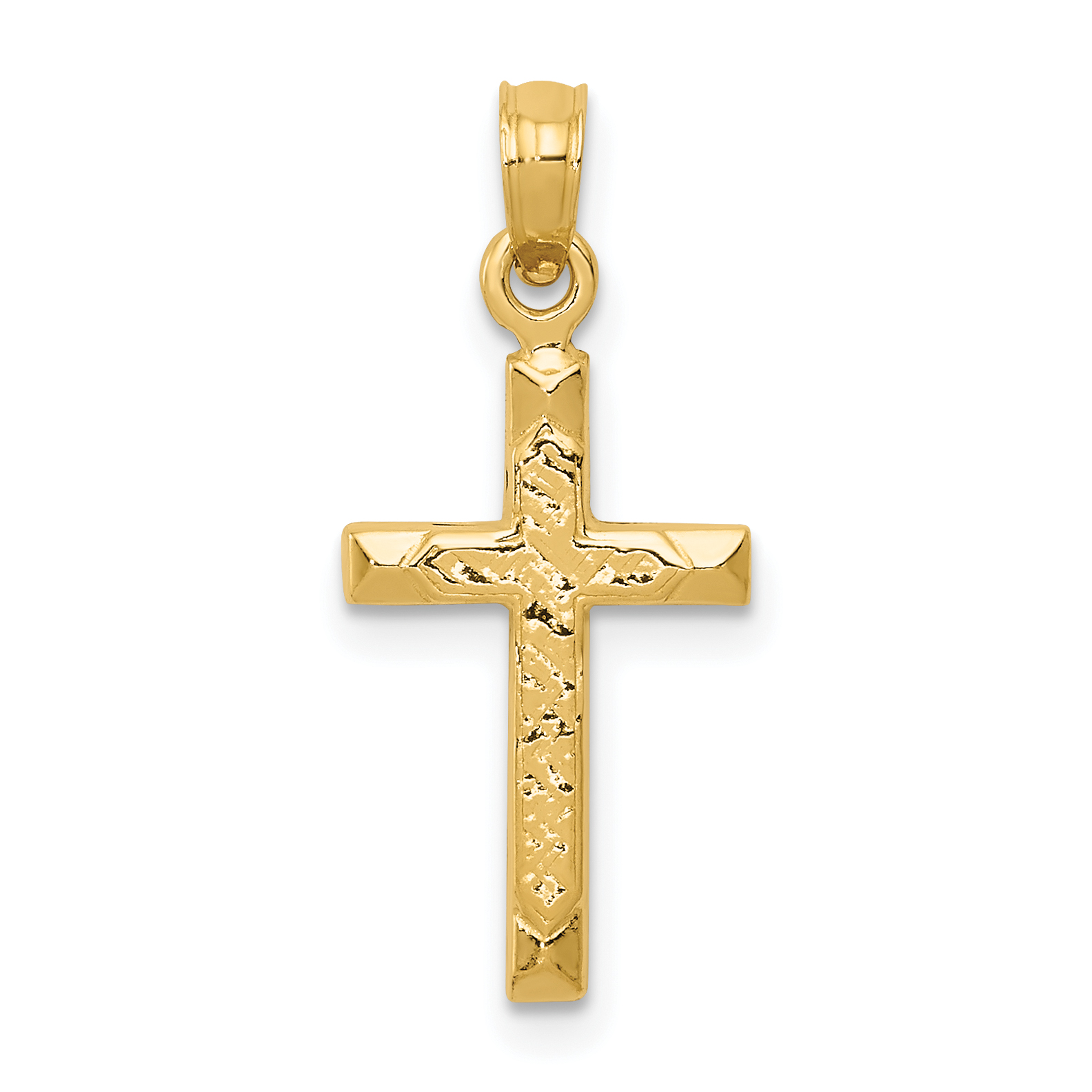 14k Yellow Gold Cross Religious Pendant Charm Necklace Latin Fine