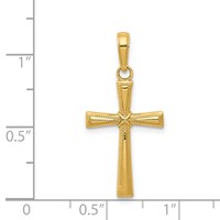 14K Yellow Gold Diamond-cut -x- Center Cross Pendant view 4