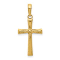 14K Yellow Gold Diamond-cut -x- Center Cross Pendant view 1