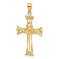 14K Yellow Gold Claddagh Cross Pendant view 3