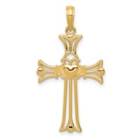 14K Yellow Gold Claddagh Cross Pendant view 1