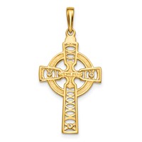 14K Yellow Gold Celtic Cross Pendant with Eternity Circle view 3