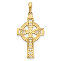 14K Yellow Gold Celtic Cross Pendant with Eternity Circle view 1