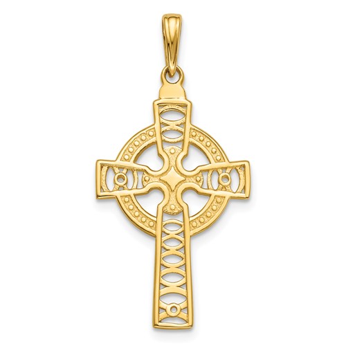 14K Yellow Gold Celtic Cross Pendant with Eternity Circle