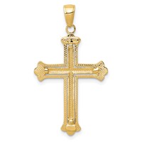 14K and White Rhodium Budded Yellow Cross Frame Pendant view 4