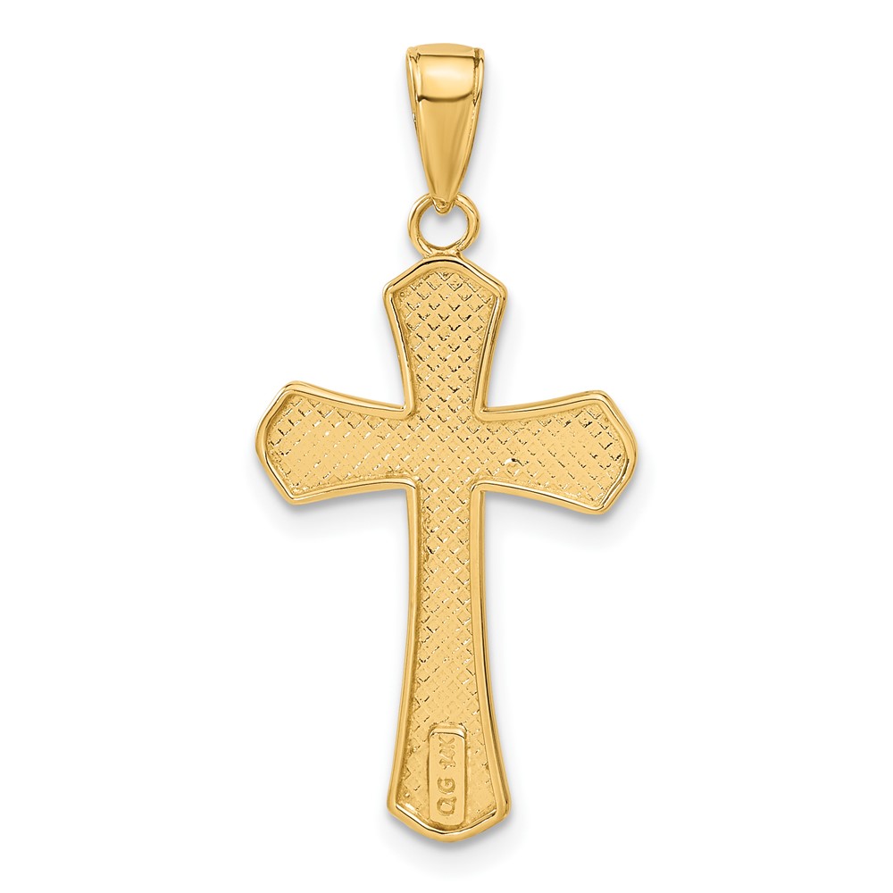 14K Diamond-cut Beveled Edges Cross Pendant (C4290)