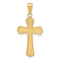 14K Yellow Gold Diamond-cut Beveled Edges Cross Pendant view 3