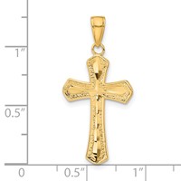 14K Yellow Gold Diamond-cut Beveled Edges Cross Pendant view 4