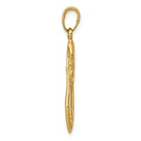 14K Yellow Gold Polished Pendant with Satin Ribbon Cross view 2