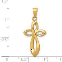 14K Yellow Gold Polished Pendant with Satin Ribbon Cross view 4