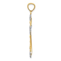 14K and White Rhodium Diamond-cut Cross Pendant view 2