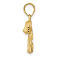 14K Yellow Gold Satin Diamond-cut Dog Charm view 2