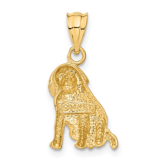 14k Satin Diamond-cut Dog Charm