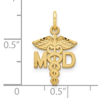 14K Yellow Gold M.d. Caduceus Charm view 4