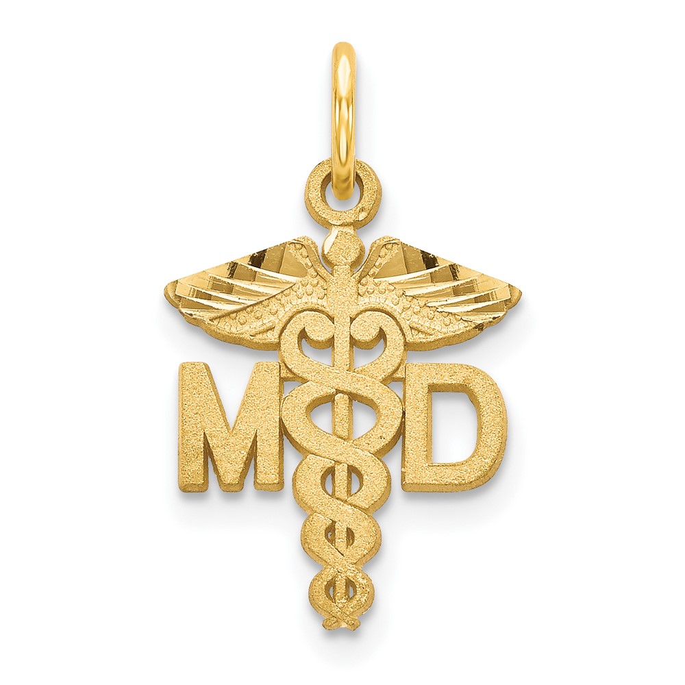 14K Yellow Gold M.d. Caduceus Charm