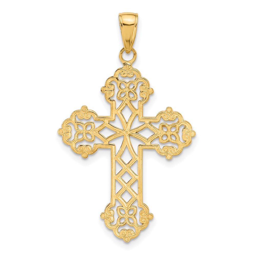14K Lacey Budded Cross Pendant (C4306)