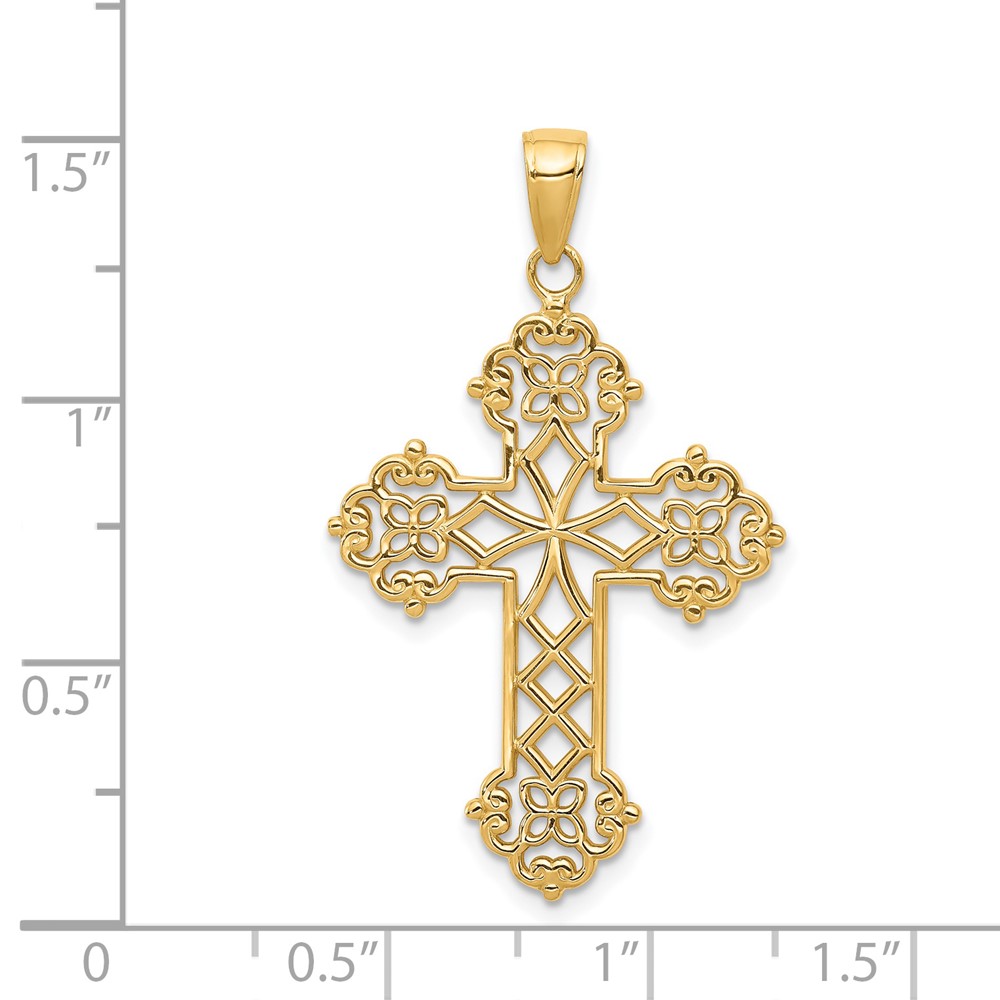 14K Lacey Budded Cross Pendant (C4306)