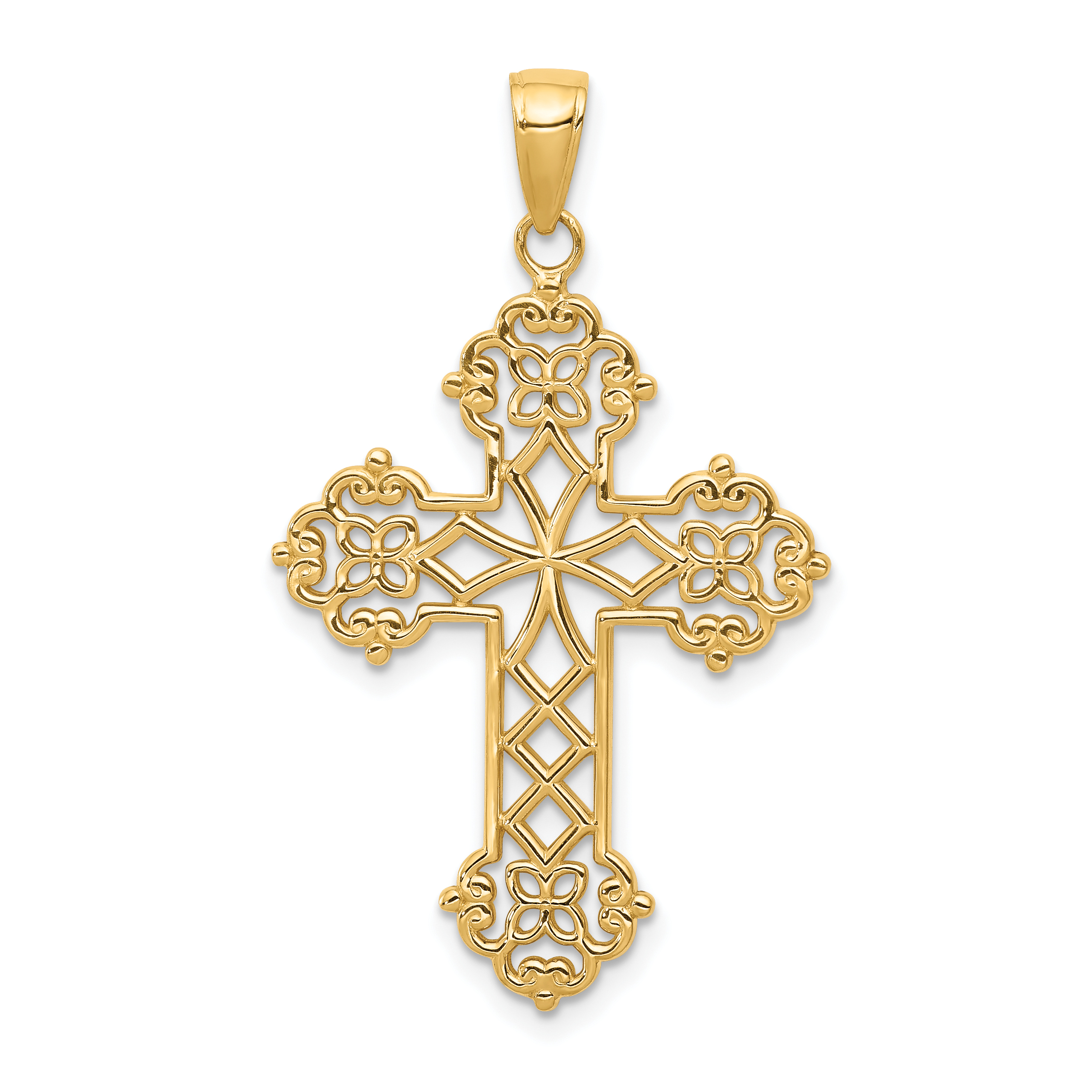 14K Lacey Budded Cross Pendant (C4306)