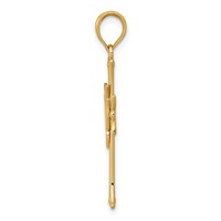 14K Yellow Gold Dove on Cross Pendant view 2