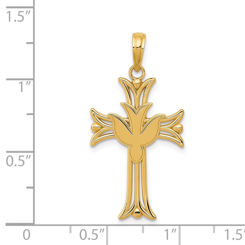 14K Dove on Cross Pendant (C4311)