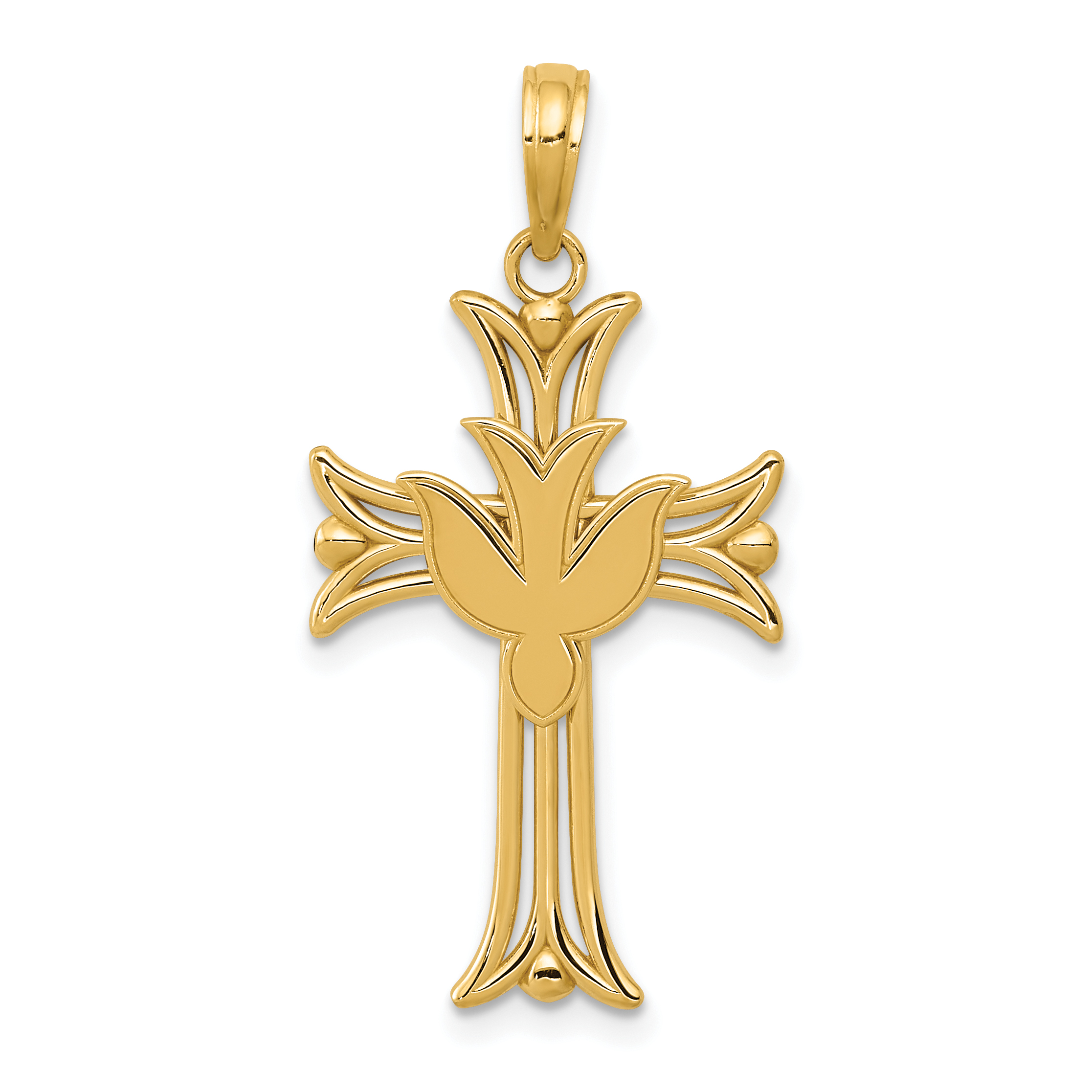 14K Dove on Cross Pendant (C4311)