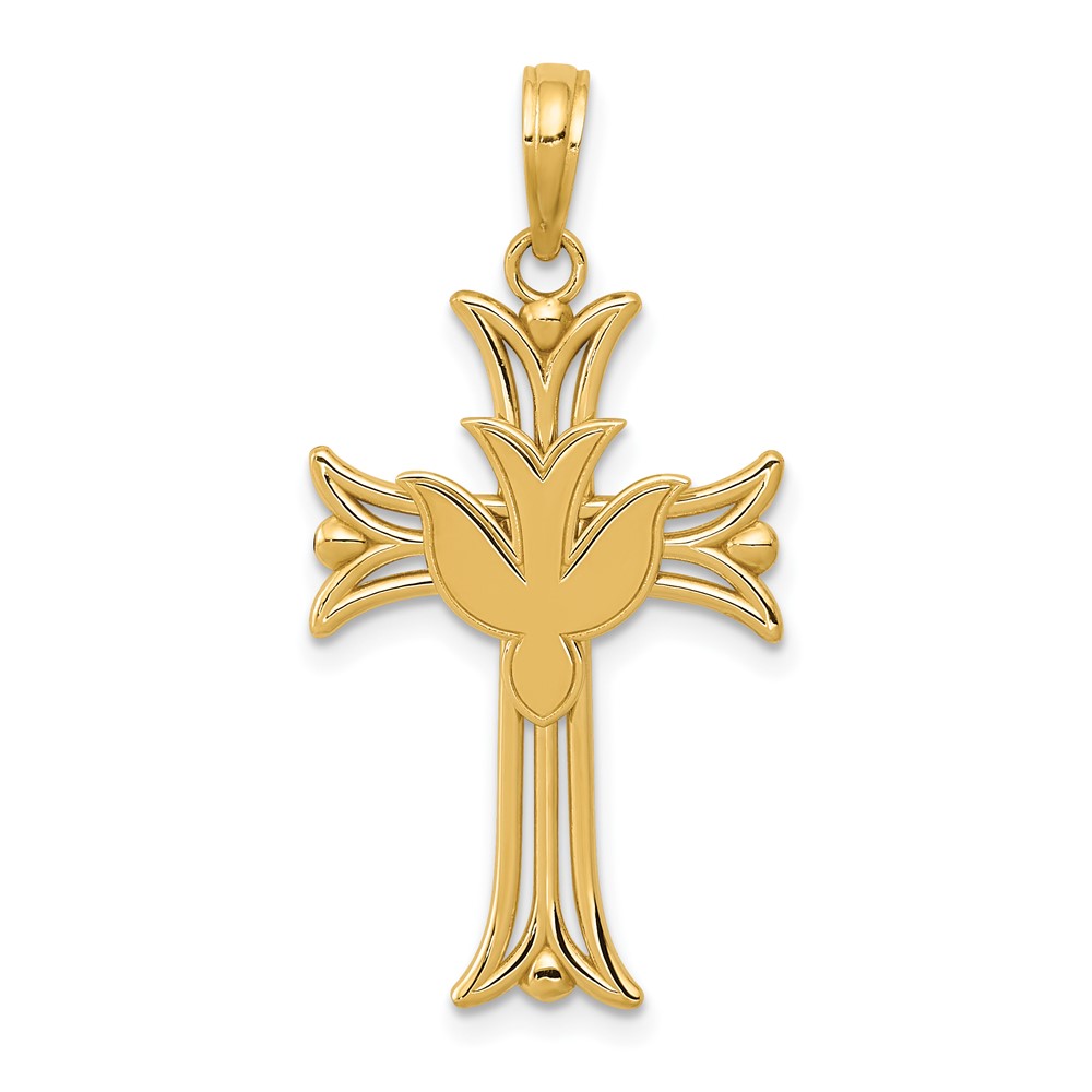 14K Dove on Cross Pendant (C4311)