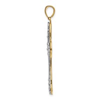 14K Two-tone Diamond-cut Layered Cross Pendant view 2