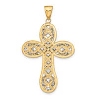 14K Two-tone Diamond-cut Layered Cross Pendant view 3