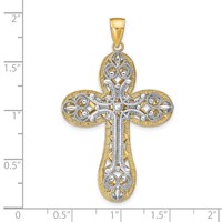 14K Two-tone Diamond-cut Layered Cross Pendant view 4