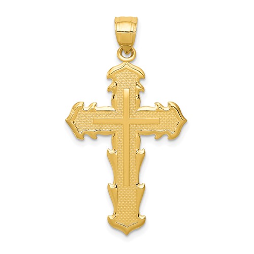14K Yellow Gold Reversible Passion Cross Trust the Lord Pendant