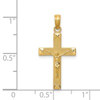 14K Yellow Gold Beveled Tipped Crucifix Pendant view 3