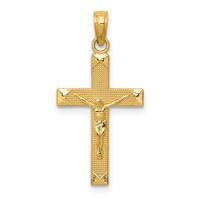 14K Yellow Gold Beveled Tipped Crucifix Pendant view 1