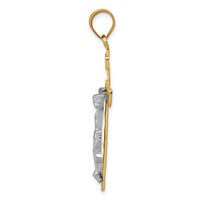 14K Two-tone Diamond-cut Lattice Cross Pendant with Crucifix view 2