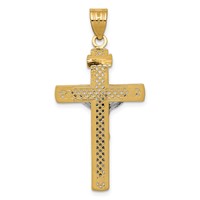 14K Two-tone Diamond-cut Lattice Cross Pendant with Crucifix view 4