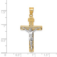 14K Two-tone Diamond-cut Lattice Cross Pendant with Crucifix view 3