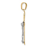 14K Two-tone Diamond-cut Lattice Cross Pendant with Crucifix view 2