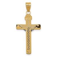 14K Two-tone Diamond-cut Lattice Cross Pendant with Crucifix view 4